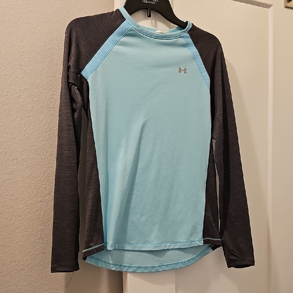 Under Armour Aqua and Charcoal Long Sleeve Top
